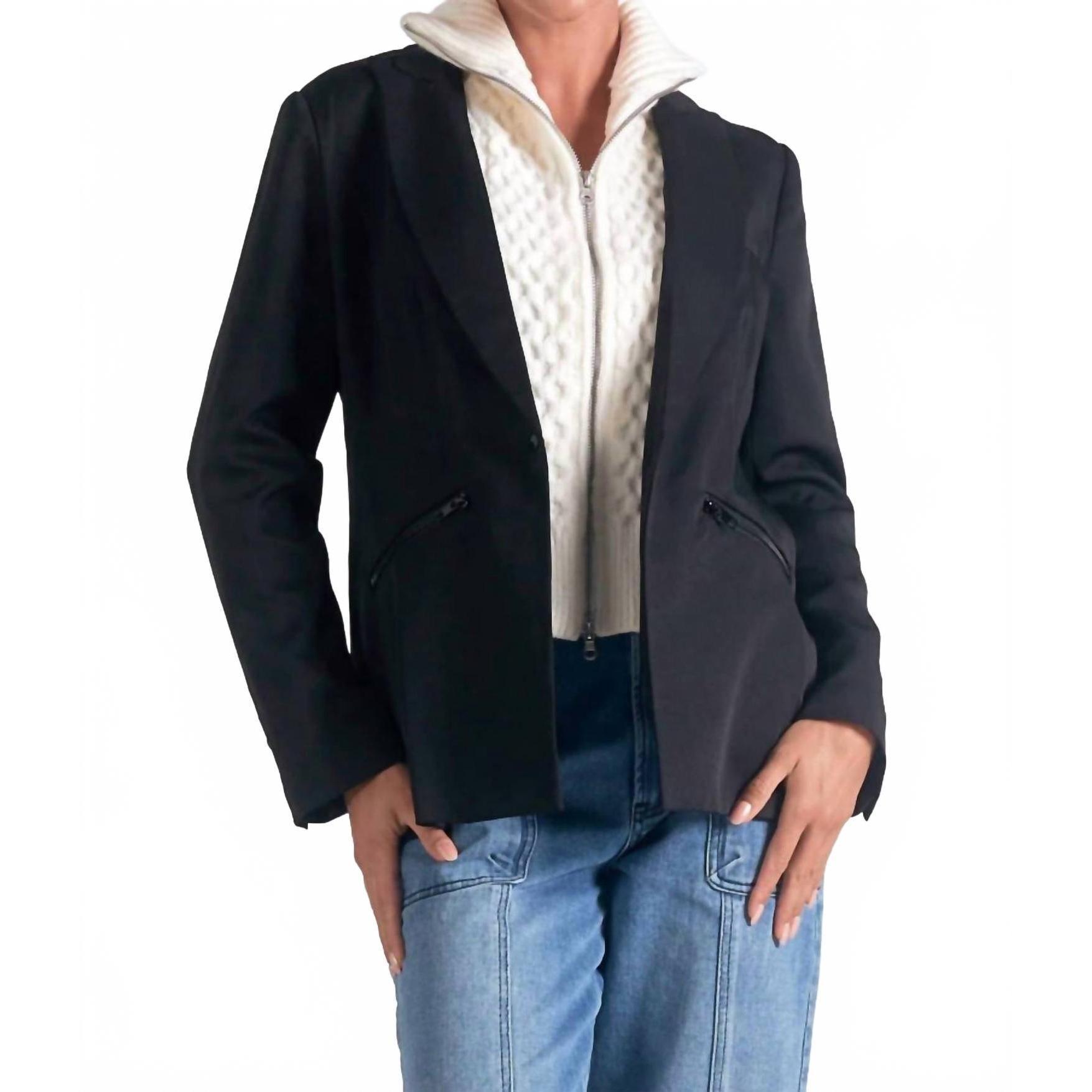 New Elan Amber Jacket In Black, Off White